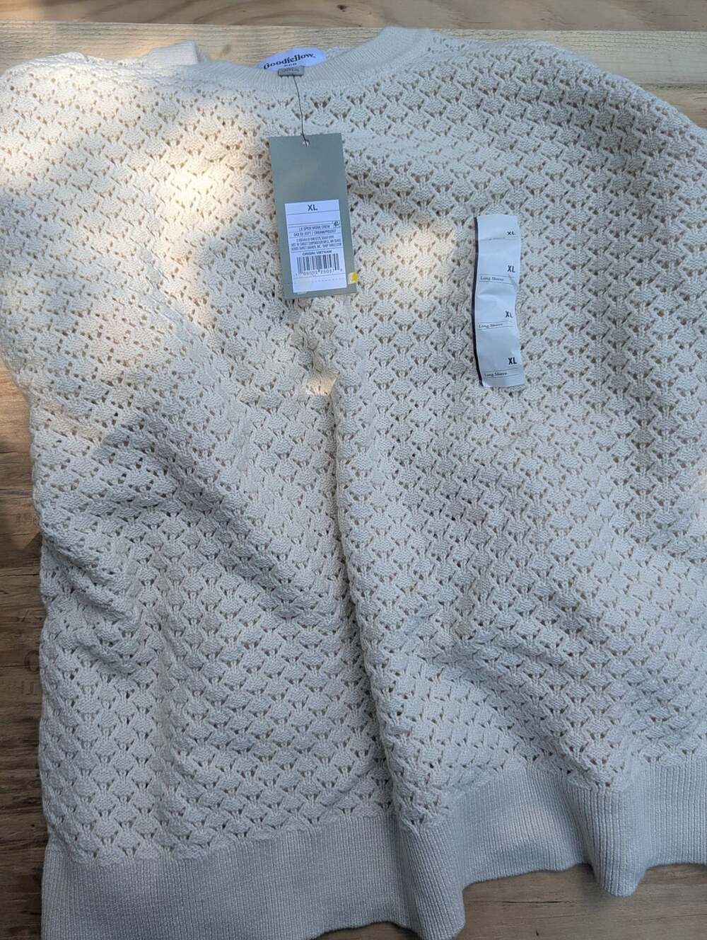 Goodfellow & Co Open Work Crew Sweater Size XL Cream